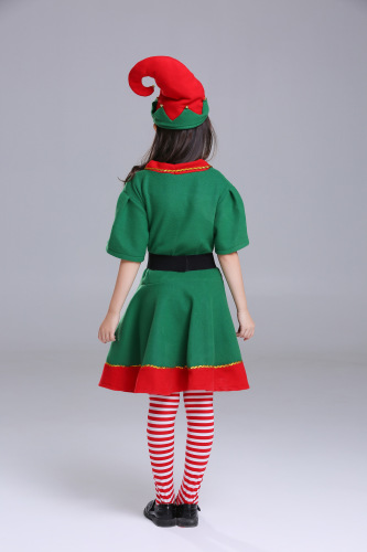 Christmas costumes children's Christmas elf costume cosplay parent-child costume festival adult men's and women's green Christmas costume