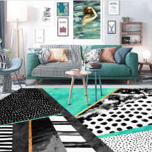 ins时尚个性水彩绿色黑色几何圆点点三角卧室门客厅地垫地毯