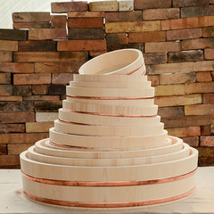 Export Japanese and Korean style bibimbap barrel, round sushi barrel, sashimi plate, white pine sushi basin, Japanese cooking wooden barrel