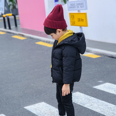 2018新款儿童加厚棉衣纯色外套 中小童装男宝女宝连帽羽绒棉服潮