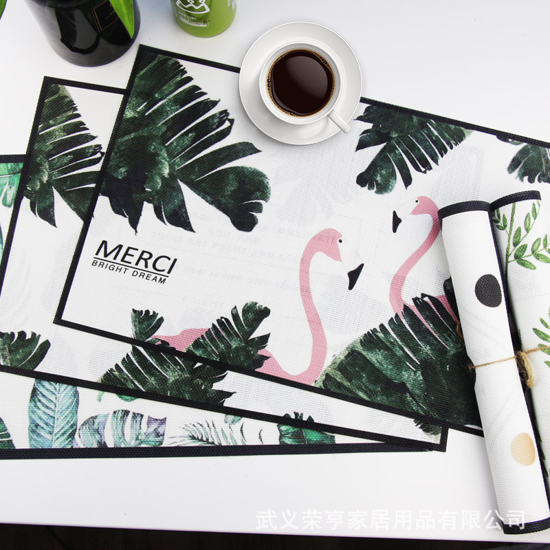 ins餐垫北欧风绿植创意家居PVC简约隔热垫防滑垫杯垫新款厂家直销