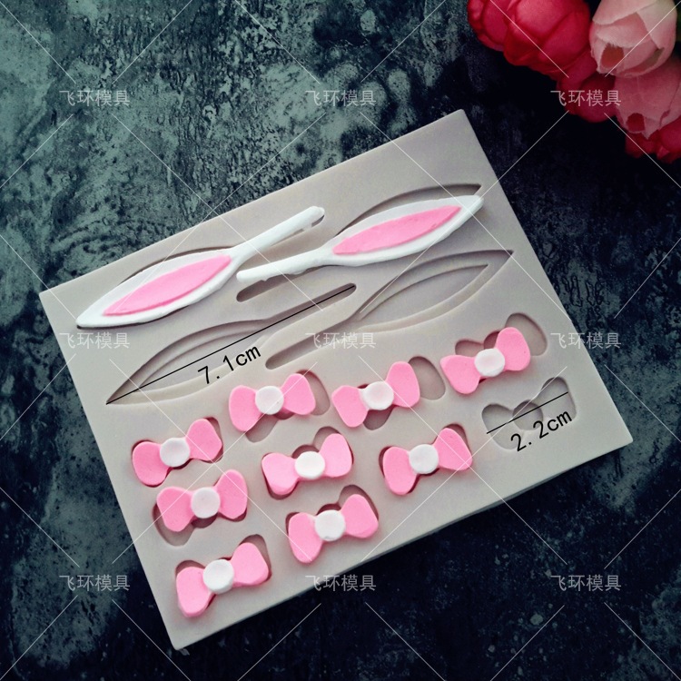 Fondant molde de silicona Orejas de conejo bowknot pastel de chocolate molde de silicona molde de fondant de chocolate