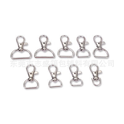 厂家直供锌合金鱼嘴扣5分6分1寸勾扣工牌吊扣箱包狗扣包包钥匙扣
