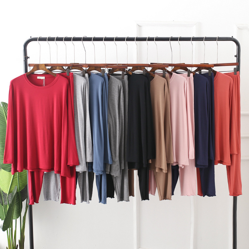 Pajamas for Women Spring Long-Sleeved Loose Modal K-Style Large Size Autumn and Winter Home Clothes Set Summer Fat mm Pregnant Women Confinement