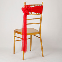 婚慶免系玻璃紗椅背花婚禮椅背紗裝飾飄帶生日宴會椅背蝴蝶結絲帶