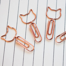 玫瑰金貓頭回形針 創意動物回形針 玫瑰金曲別針 卡通別針廠家
