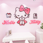 Привет, KT Cat акрил наклейки для стен 3d трехмерный ребенок дом декоративный девушка мультики прикроватный наклейки спальня наклейки для стен рисование