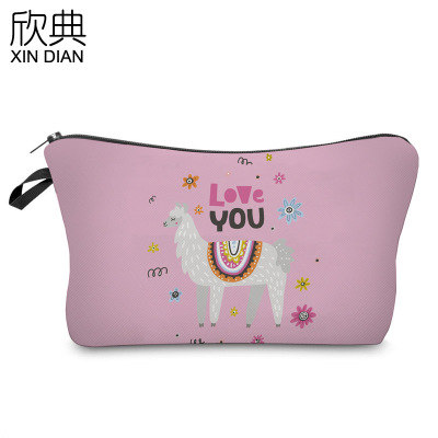 Hin Digital printing Cosmetic Alpaca pattern clutch bag lady multi-function travel Storage bag Cross border Specifically for