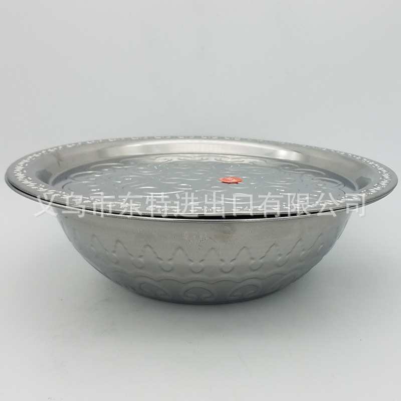 厂家直销不锈钢盖盆多功能压花盆外贸出口盖盆平盖大圆套盆详情图4