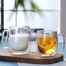 隔热双层大肚玻璃杯 创意咖啡杯定制 高硼硅玻璃耐高温家用保温杯