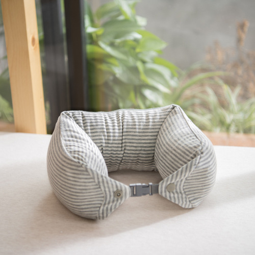 Japanese simple u-shaped pillow latex particle travel pillow unprinted lightweight neck pillow portable multi-functional nap pillow