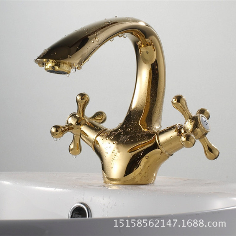 European style bathroom golden faucet bathroom undercounter Basin hot and cold basin faucet household faucet Basin