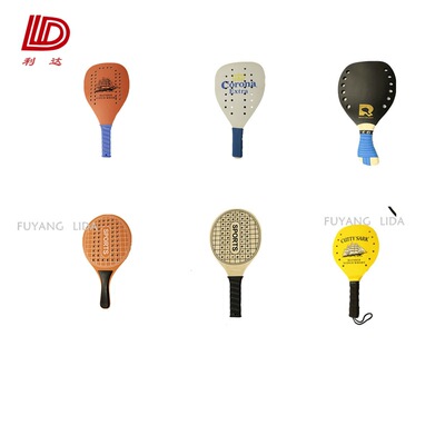 Fuyang Lida Manufactor customized woodiness Punch holes Sandy beach Racket 12 perforation Punch holes punch racket