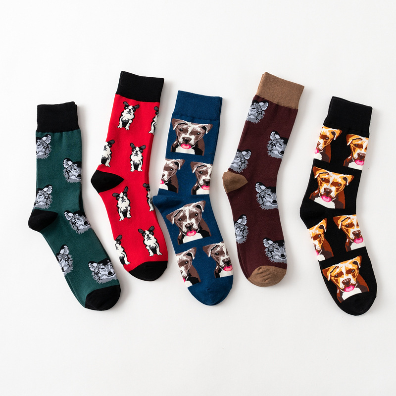 Men's Streetwear Dog Cotton Crew Socks A Pair display picture 2