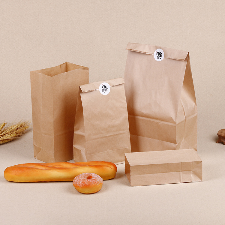 定做 牛皮纸袋方底面包袋烘培西点外卖袋食品袋 打包袋