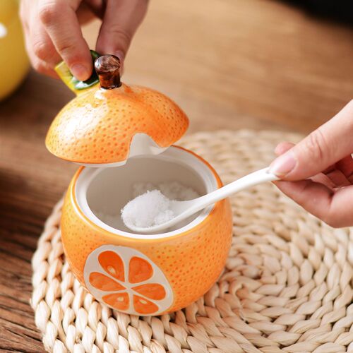 Japanese ceramic seasoning jar set kitchen supplies household seasoning box combination seasoning bottle fruit jar lard jar