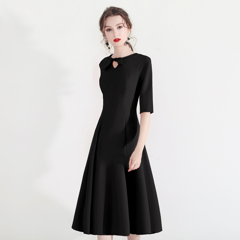 Vestido de noche para mujer, estilo brindis de novia, nueva colección 2026, para bodas y compromisos de otoño y verano, de manga media y largo medio, para banquetes y reuniones anuales.