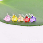 DIY饰品配件 时尚气质粘钻透明树脂耳针 韩版可爱防过敏耳钉配饰