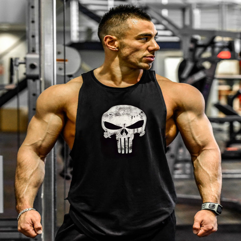 AliExpress WISH Men's Muscle Sports Fitness Vest Punisher Multicolor Cotton One Piece