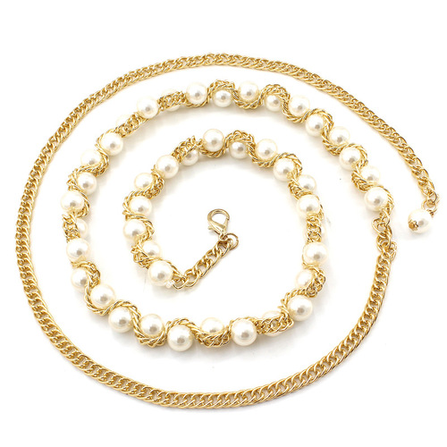 Women's Korean version of sweet pearl-encrusted waist chain dress with hook metal decorative thin belt for women, seven styles, one-piece drop shipping