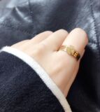 Кольцо из нержавеющей стали, золотой модный комплект, четырехлистный клевер, 18 карат, розовое золото, на указательный палец