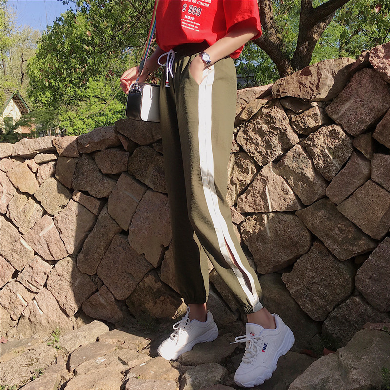 ins超火的裤子女宽松bf潮原宿风chic冰丝棉麻九