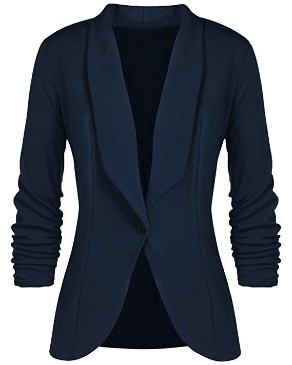 Pleated Sleeve Work Office Blazer - Coats & Jackets - Uniqistic.com