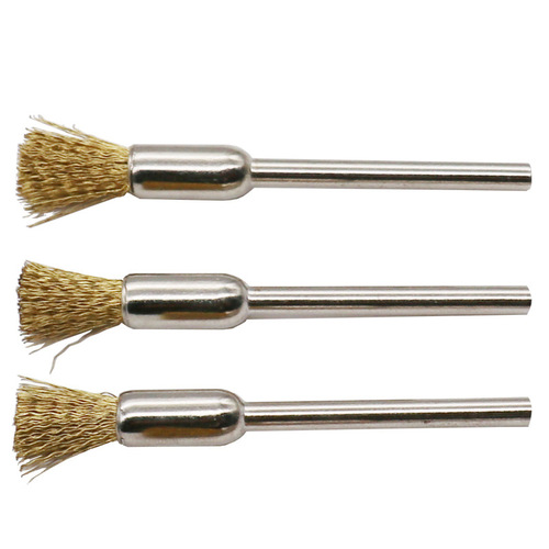 Copper wire brush, bowl-shaped grinding head, electric grinding, cleaning, rust removal, burr polishing, 3mm handle T-shaped wheel, various models