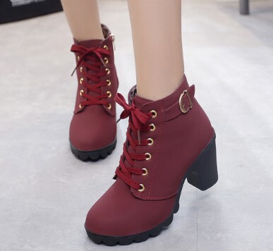 High heel thick heel casual women's boots platform platform short boots round toe martin short boots wholesale woman shoes