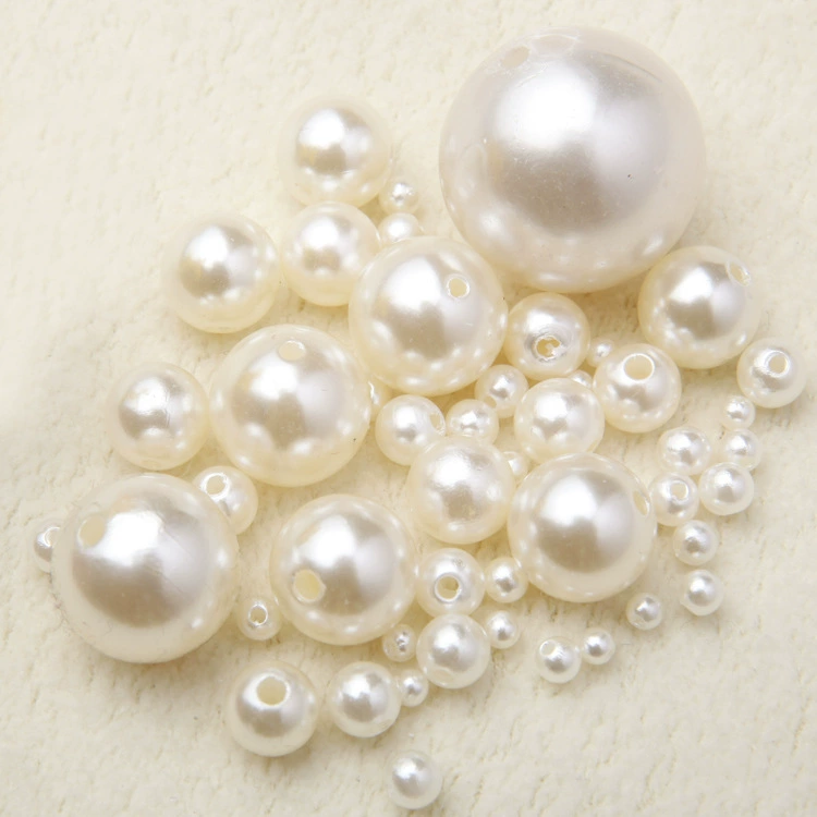 ABS imitation pearl 3-30mm straight hole high bright water grinding environmentally friendly round hand beaded to make shoes and clothing accessories half a pound