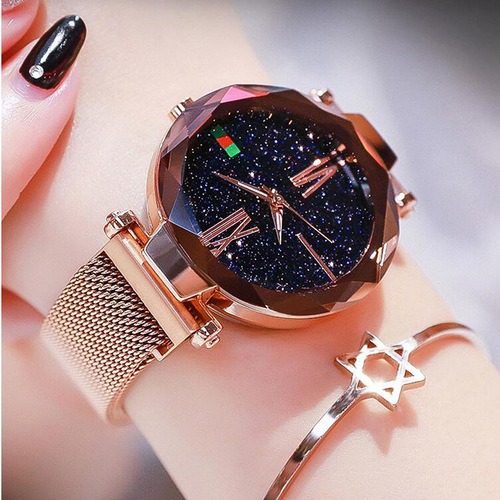 Manufacturer wholesale lazy magnet watch ladies starry sky internet celebrity same style magnet watch one piece dropshipping