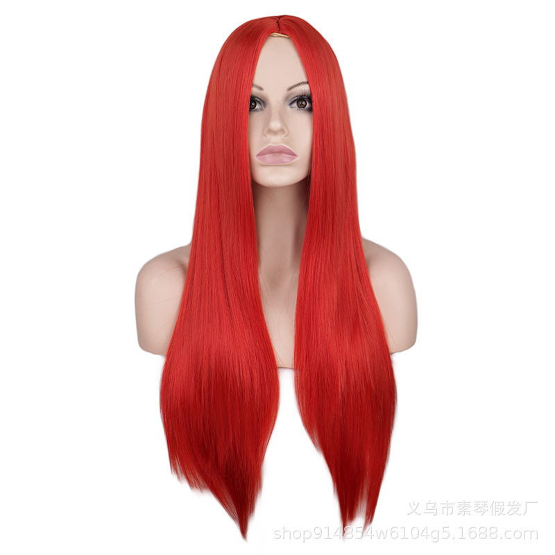 Fashion Mid-point Scalp Mixed Long Straight Hair Anime Wig Stage Performance Cos Wig display picture 5