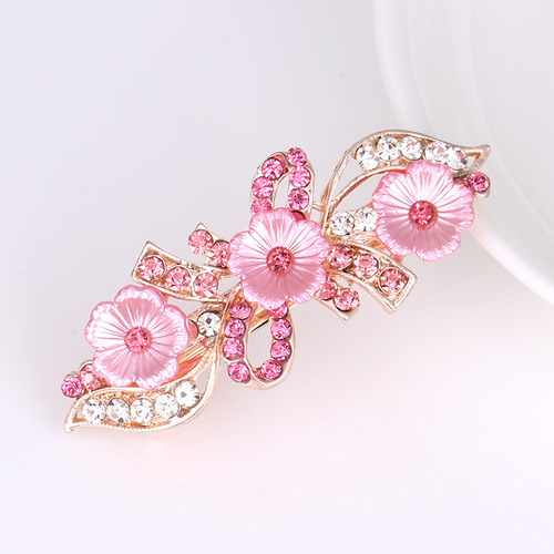 Hair clip hairpin for women girls hair accessories Small Rhinestone bow hairpin headdress crystal flower versatile top clip spring clip hairpin