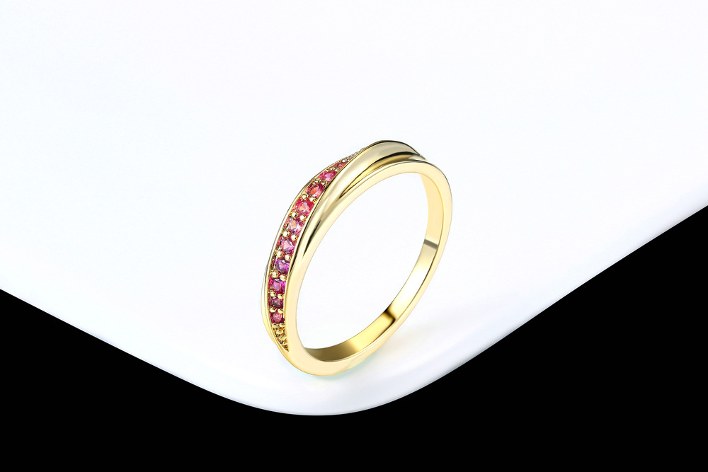 Fashion Waves Copper Plating Inlay Zircon Rings 1 Piece