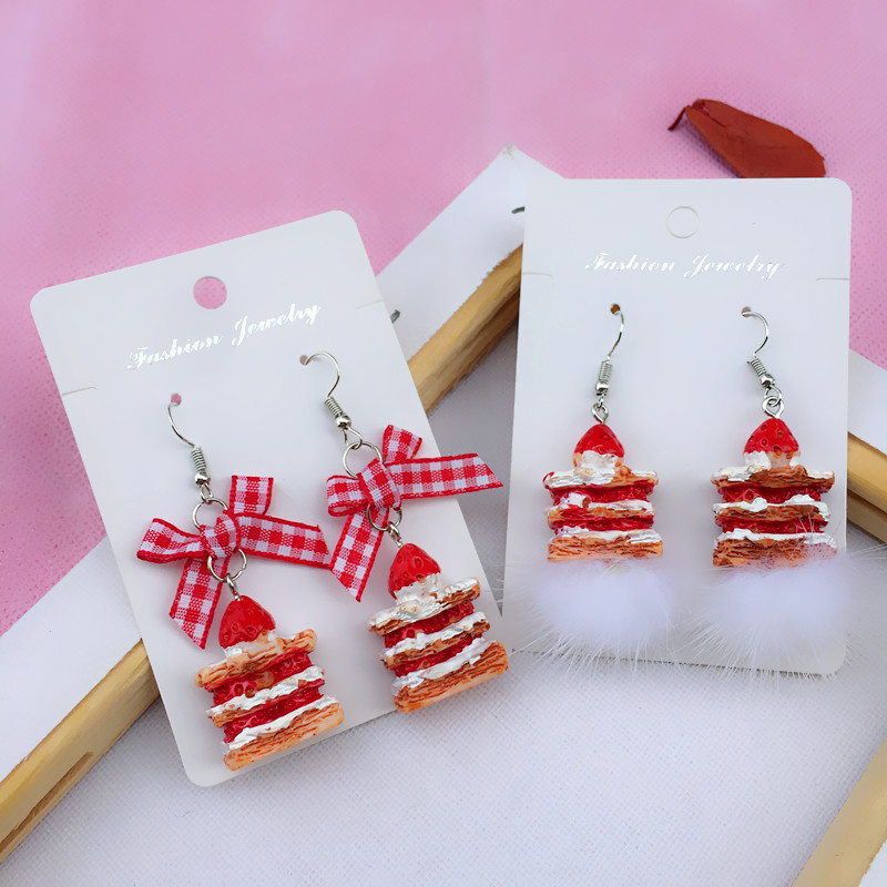 1 Pair Christmas Lady Bow Knot Cloth Drop Earrings display picture 2