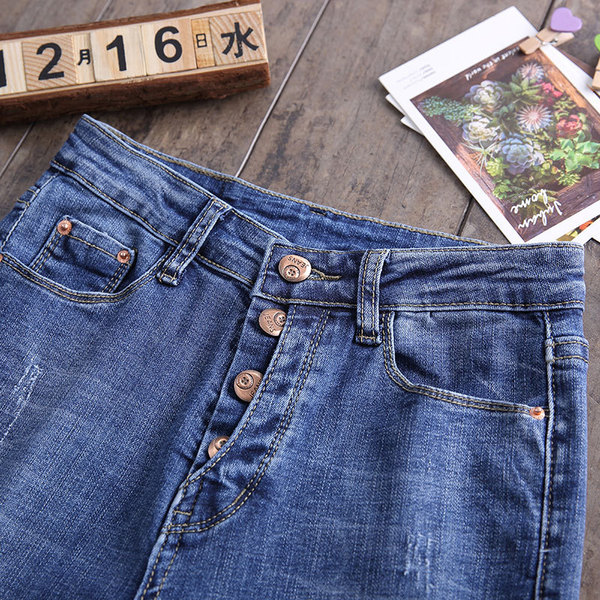 spring high waist jeans new female irregular fashion Institute wind