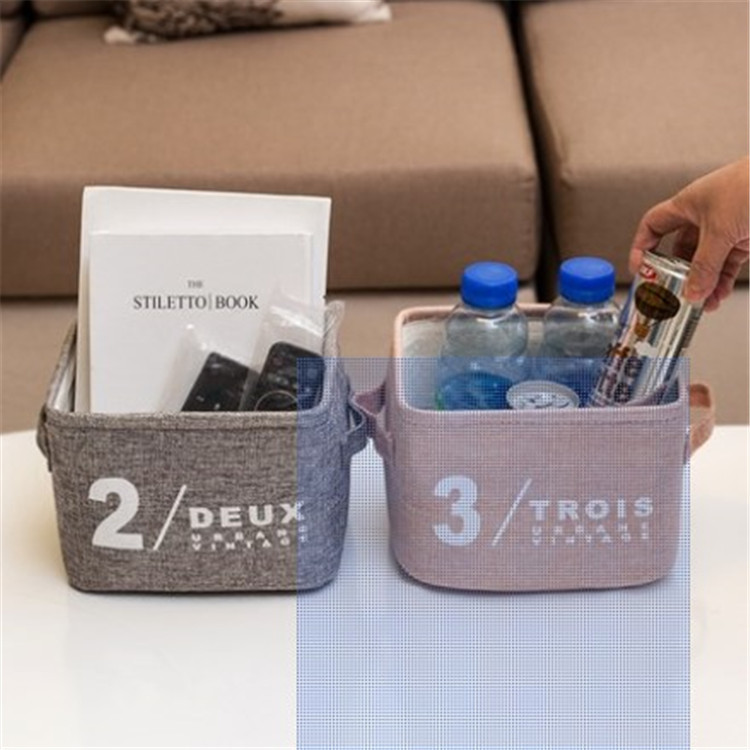 小号棉麻布艺桌面收纳储物盒 加厚耐用 棉麻材质