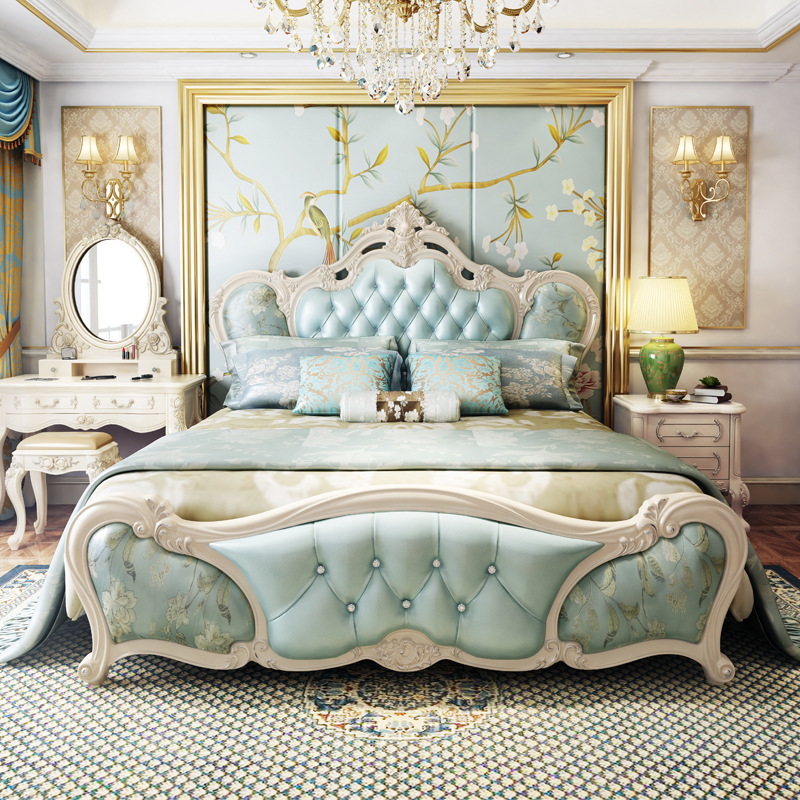 欧式床法式奢华双人大皮床主卧太子大款床高箱储物床厂家直销代发|ms