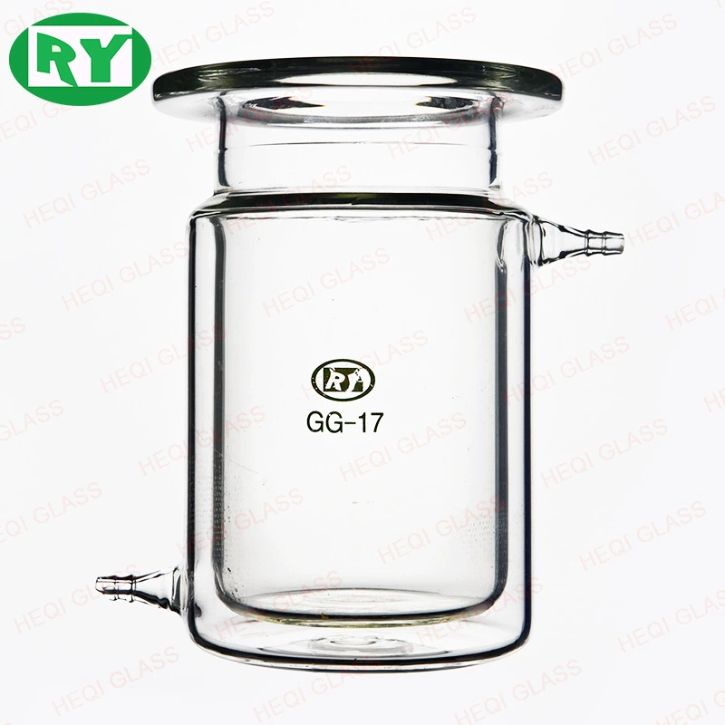 Производитель силы Shanghai Heqi, высокий боросиликат 3,3, цилиндрический двухслойный реакционный зажим для бутылок, втулка, открывающийся реактор