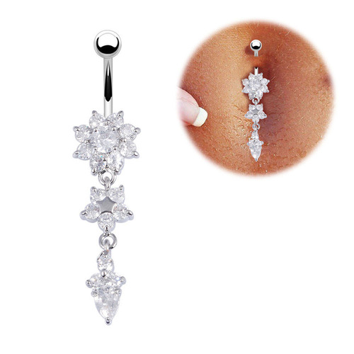 Amazon AliExpress Hot Selling Rose Gold Flower Navel Ring Piercing Punk Navel Ring Navel Button Body Jewelry