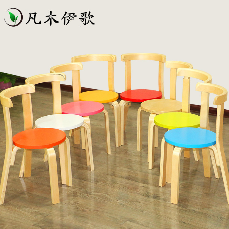 Factory direct kindergarten solid wood table and chair thickening children's back chair early education art training class chair wholesale