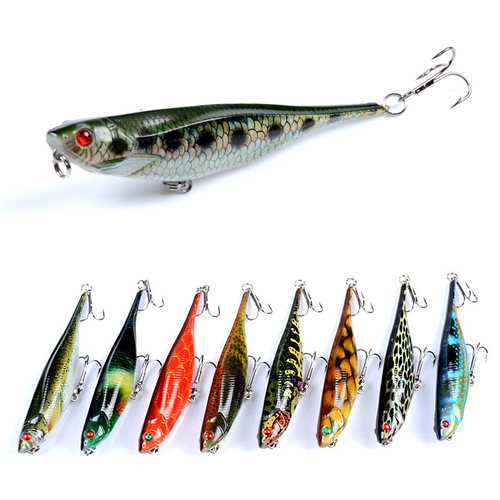 Luya bait painted plastic fishing bait 9.9cm/9.9g water surface pencil fake bait bionic bait cocked mouth bass black fish