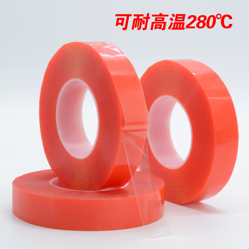 Corona 7965 película roja PET adhesivo de doble cara impermeable sin costuras resistente a altas temperaturas súper pegajoso súper transparente adhesivo de doble cara