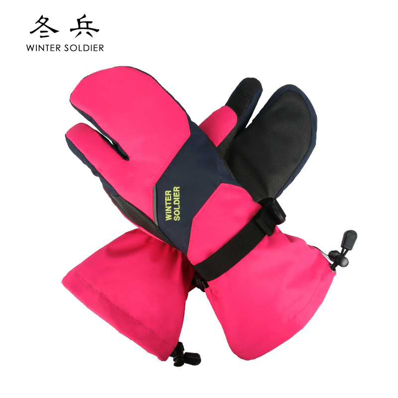 亚马逊情侣滑雪手套防水透气骑车户外登山可触屏三指并指保暖手套