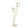 Fashionable earrings from pearl with tassels, chain, ear clips, Korean style, wholesale