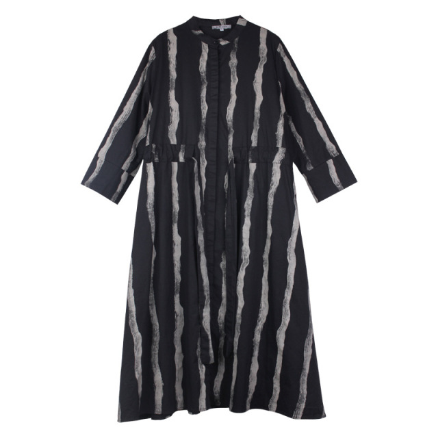 New Slender Mid-long Stripe Printed Shirt Spring