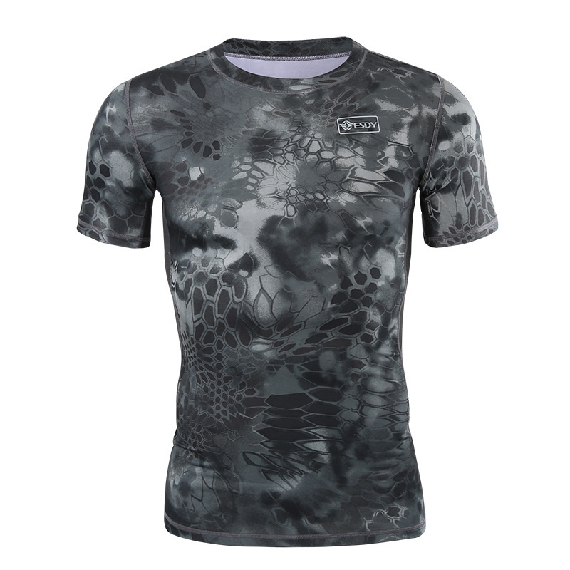Camiseta táctica verano al aire libre camiseta de secado rápido camuflaje de los hombres de manga corta transpirable ropa de secado rápido entrenamiento de manga corta