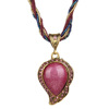 Ethnic accessory, retro jewelry, woven crystal heart-shaped, necklace, nostalgia, boho style, cat's eye