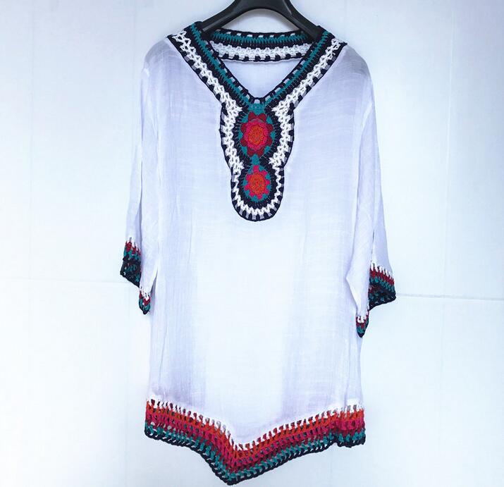Lace Crochet Cover Up Sheer Knitted Top Beachwear Versatile Layering Wholesale Available customizable