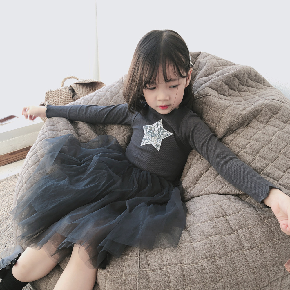 ins High-end custom 2018 Autumn and winter new pattern U.S.A Sequins Stars Dress princess Dress skirt